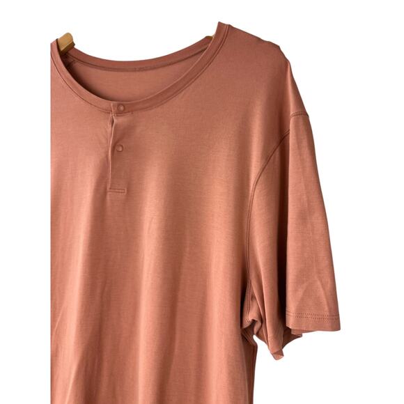Lululemon 5 Year Basic Short Sleeve Henley Sedona Sunset Stretch Men's L/XL? - Picture 4 of 16